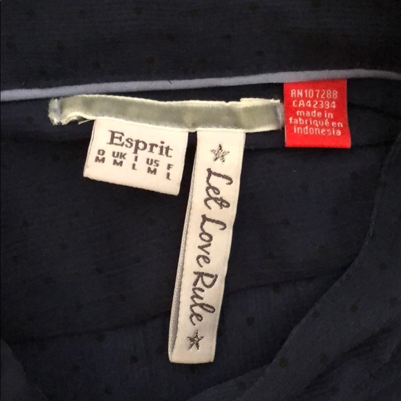 ESPRIT: Dark blue polka dotted shirt - Picture 4 of 4